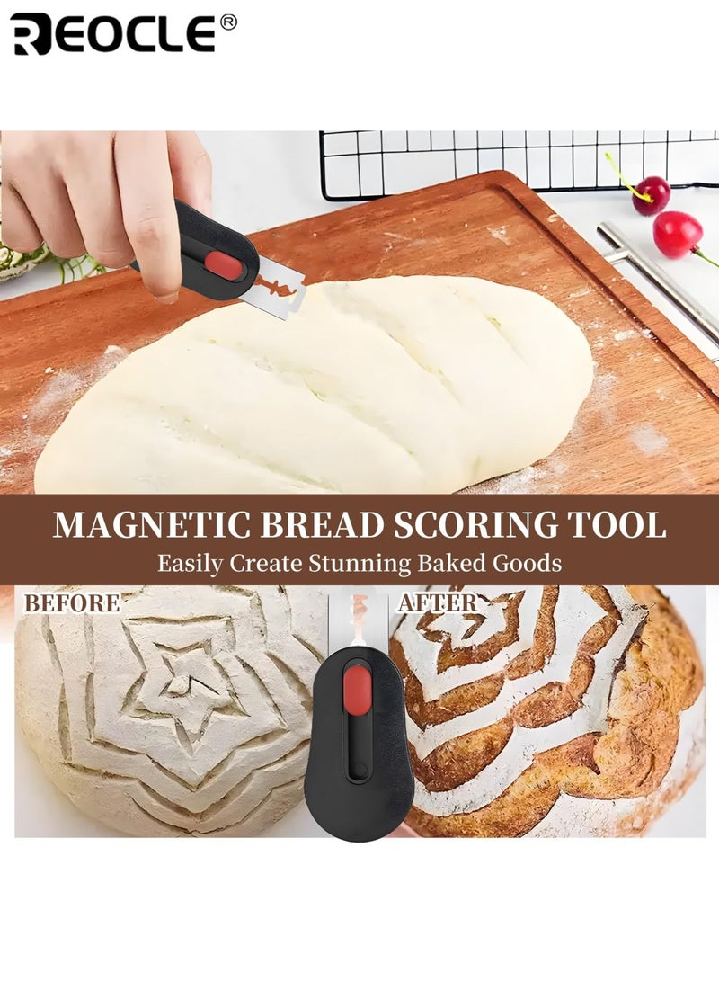 ريوكل أداة تشريح الخبز المغناطيسية بشفرة قابلة للسحب ومقبض مضاد للانزلاق - أداة تشكيل العجينة بتصميم قابل لإعادة الاستخدام لصنع خبز العجينة المخمرة - Image 3