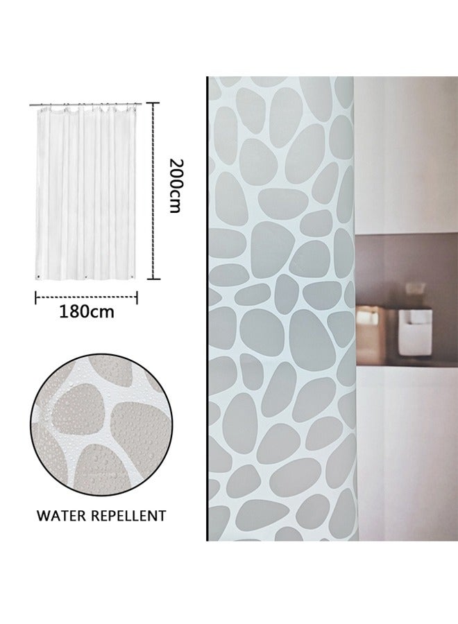 GUSGU Long Shower Curtain Liner, Heavy Duty PEVA Thick Clear Plastic Shower Curtain with Rust-Proof Metal Grommets, Waterproof Shower Liner for Bathroom, Pebble Pattern, 180X200cm - Image 3