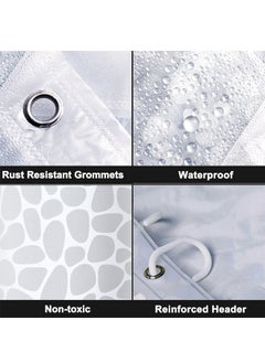 GUSGU Long Shower Curtain Liner, Heavy Duty PEVA Thick Clear Plastic Shower Curtain with Rust-Proof Metal Grommets, Waterproof Shower Liner for Bathroom, Pebble Pattern, 180X200cm  - Image 4