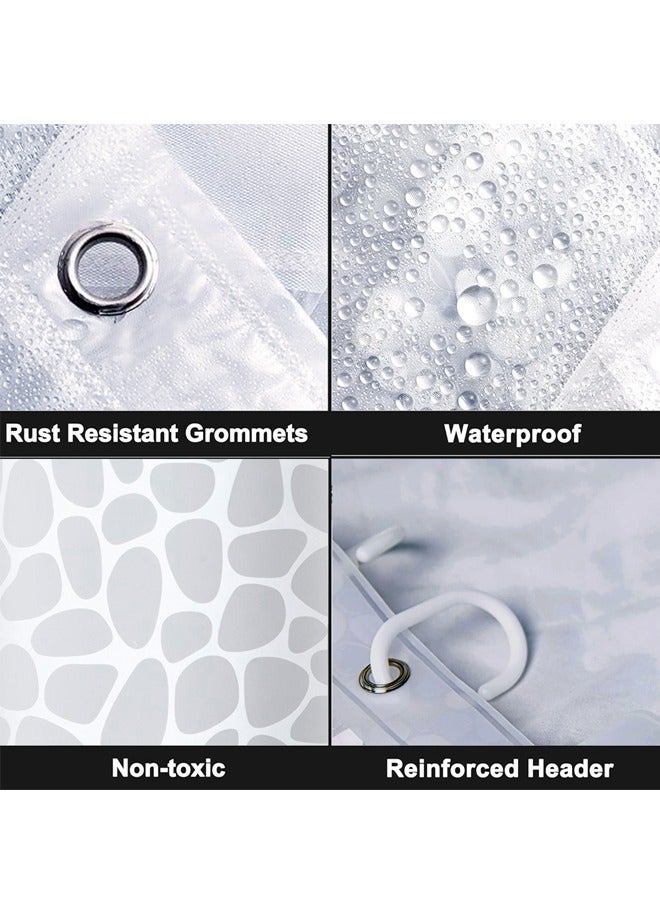 GUSGU Long Shower Curtain Liner, Heavy Duty PEVA Thick Clear Plastic Shower Curtain with Rust-Proof Metal Grommets, Waterproof Shower Liner for Bathroom, Pebble Pattern, 180X200cm - Image 4