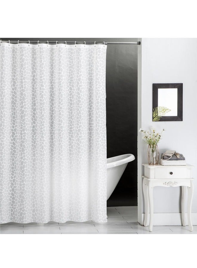 GUSGU Long Shower Curtain Liner, Heavy Duty PEVA Thick Clear Plastic Shower Curtain with Rust-Proof Metal Grommets, Waterproof Shower Liner for Bathroom, Pebble Pattern, 180X200cm - Image 1