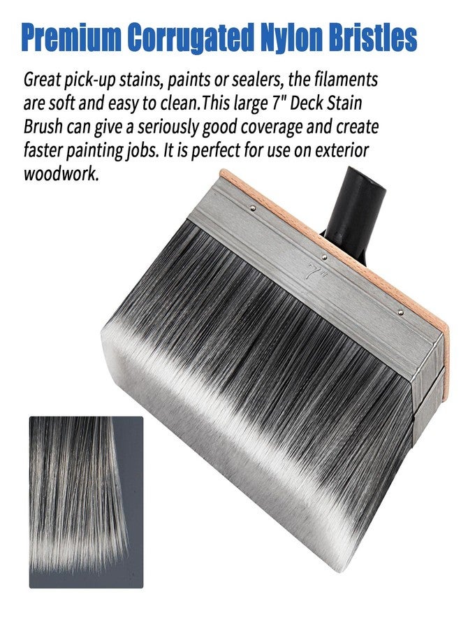 Genixart 7-Inch Deck Stain Brush Applicator for Applying Paints, Sealers on Wood, Fence, Brick, Concrete Walls - Heavy-Duty Outdoor Oil Staining Brush - Image 2