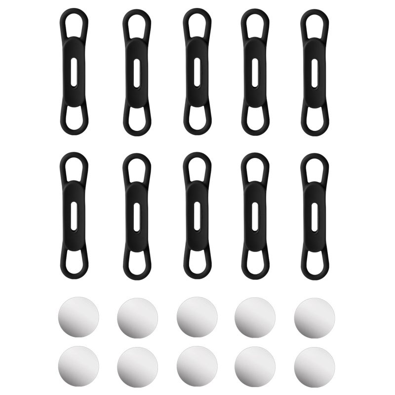 Magnetic Pencil Holder 10pcs Black High-Quality Silicone Reusable Magnetic Pen Organizer - Adjustable Design Fits 6-20mm Pens Magnetic Marker Holder for Office Desk Classroom Refrigerator - Image 1
