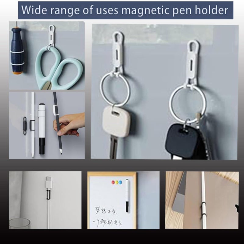 Magnetic Pencil Holder 10pcs Black High-Quality Silicone Reusable Magnetic Pen Organizer - Adjustable Design Fits 6-20mm Pens Magnetic Marker Holder for Office Desk Classroom Refrigerator - Image 4