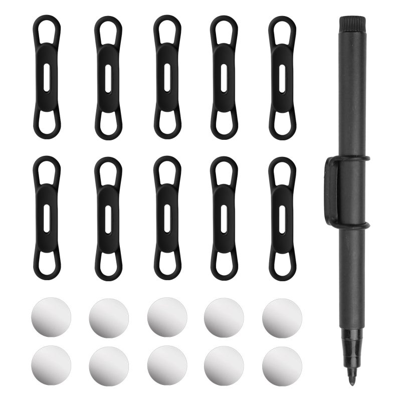 Magnetic Pencil Holder 10pcs Black High-Quality Silicone Reusable Magnetic Pen Organizer - Adjustable Design Fits 6-20mm Pens Magnetic Marker Holder for Office Desk Classroom Refrigerator - Image 2