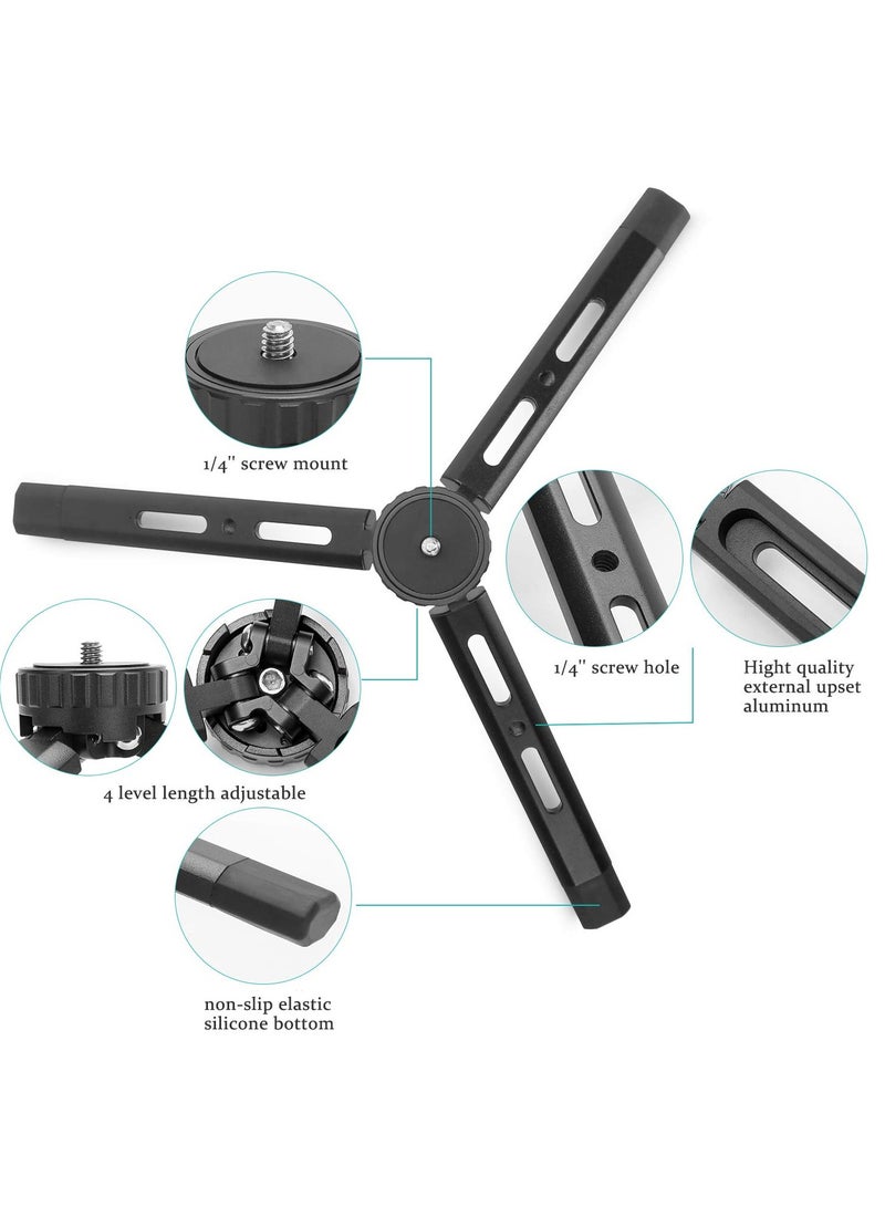 SYOSI Metal Mini Tripod Aluminum Desktop Tabletop Flexible Stand Compact Tripod with Adjustable Length and Nonslip Rubber Pads for Smooth Q/4 Crane Plus/2 Osmo Mobile  - Image 2