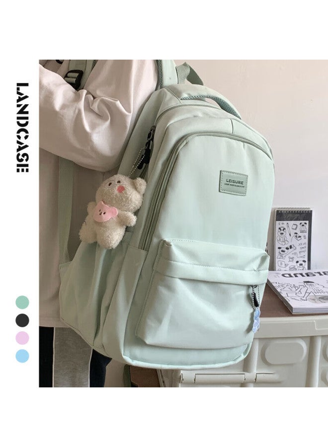 Landcase Backpack For Middle School Girls, High School And College Students, Stylish Campus Backpack, Double Shoulder Bag For Men, Laptop Bag, 1606 Light Green - Image 1