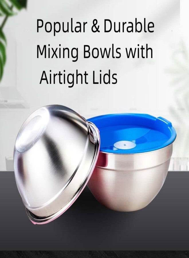 MIKULA Mixing Bowls Set, 22PCS Large Stainless Steel Mixing Bowl with Lids Set, Large Nesting Bowls 7/6/4.5/3.5/2.5QT, Measuring Cups and Spoons Baking Storage Metal Bowl for Kitchen Prep Supplies - Image 5