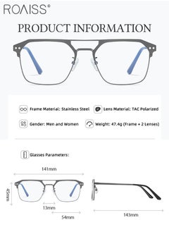 roaiss 3-in-1 Magnetic Polarized Clip-On Sunglasses Set, Blue Light Blocking Glasses with Magnetic Polarized Lens and Magnetic Night Vision Lens, Versatile Eyewear for Day and Night Use for Men and Women  - Image 3