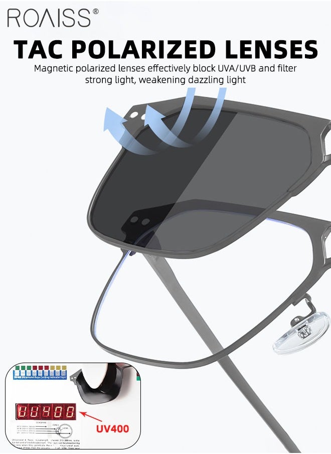 3-in-1 Magnetic Polarized Clip-On Sunglasses Set, Blue Light Blocking Glasses with Magnetic Polarized Lens and Magnetic Night Vision Lens, Versatile Eyewear for Day and Night Use for Men and Women