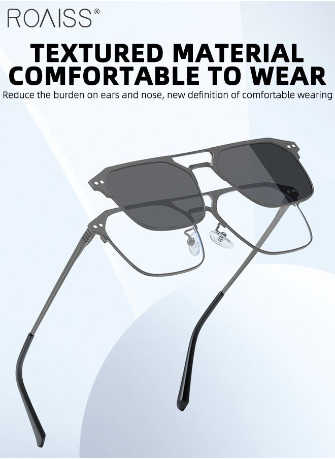 3-in-1 Magnetic Polarized Clip-On Sunglasses Set, Blue Light Blocking Glasses with Magnetic Polarized Lens and Magnetic Night Vision Lens, Versatile Eyewear for Day and Night Use for Men and Women