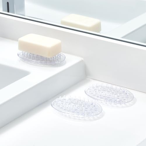 IDesign InterDesign Self Draining Soap Dish Holder for Bathroom Storage - Soap Saver Stands for Shower & Sinks, Clear - 0.75" x 3.25" x 4.75", Pack of 3 - Image 5