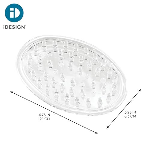 IDesign InterDesign Self Draining Soap Dish Holder for Bathroom Storage - Soap Saver Stands for Shower & Sinks, Clear - 0.75" x 3.25" x 4.75", Pack of 3 - Image 3