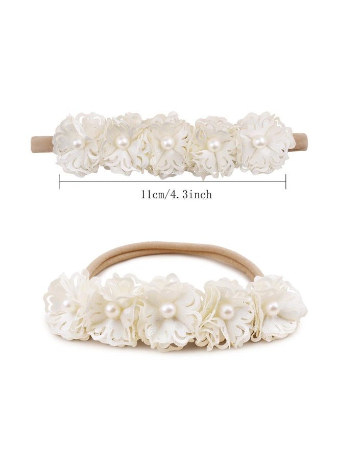 BFNAAgirl Baby Girl Floral Headband Nylon Flower Crown Elastic Hairband 3pcs Hair Accessories Gift for Girls (9557-001) - Image 2