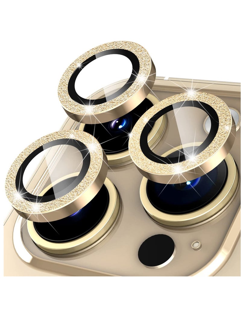 Camera Lens Protector, Camera Cover Tempered Glass for iPhone 14 Pro Max/for iPhone 14 Pro [Glitter Diamonds] - Bling -Gold - Image 1