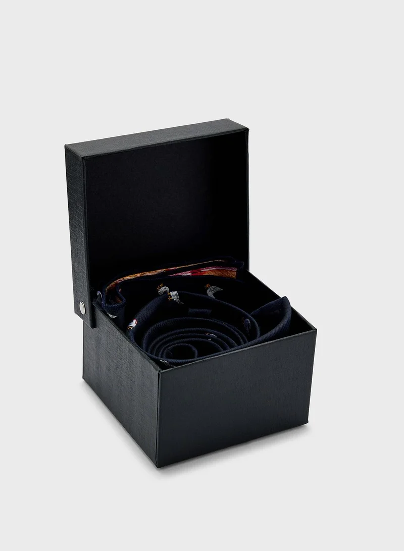 Robert Wood Tie & Pocket Square In Gift Box