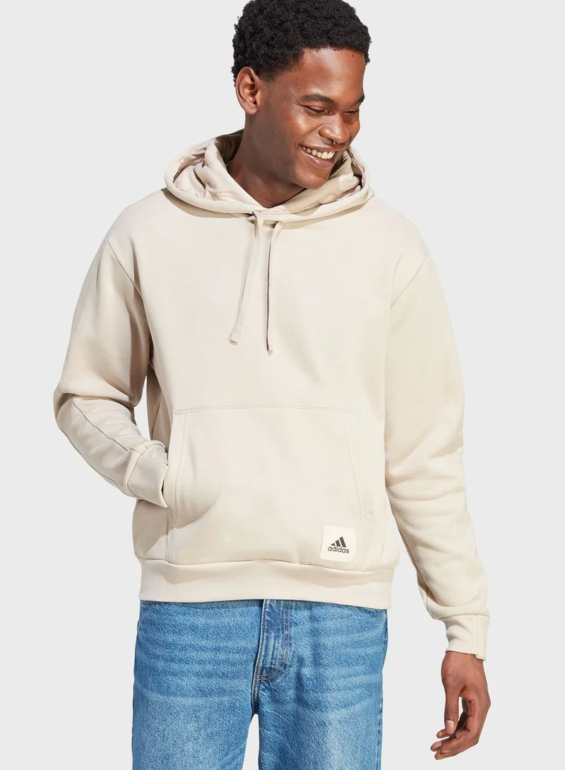 adidas هودي لونج من نسيج الفليس