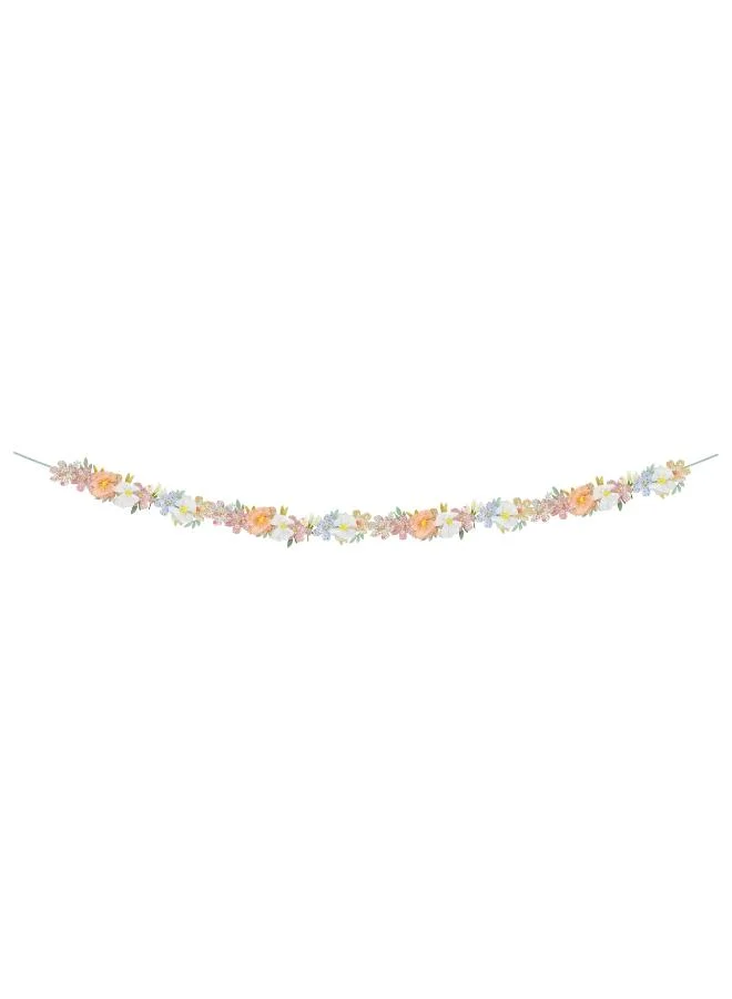 Meri Meri  x Liberty Paper Flower Garland - 3D Crepe Paper Flowers with Liberty Print Designs on Mint Velvet Ribbon, Party Decoration Garland for Bridal Showers, Baby Showers & Celebrations  | Best Price UAE