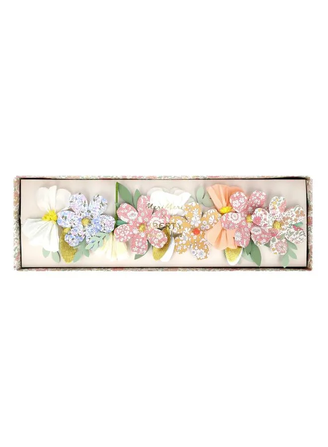 Meri Meri  x Liberty Paper Flower Garland - 3D Crepe Paper Flowers with Liberty Print Designs on Mint Velvet Ribbon, Party Decoration Garland for Bridal Showers, Baby Showers & Celebrations  | Best Price UAE