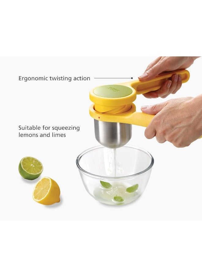 Joseph Joseph Joseph Joseph 20101 Helix Citrus Juicer Ergonomic Twist-Action Hand Press, Yellow, Stainless Steel  - Image 4