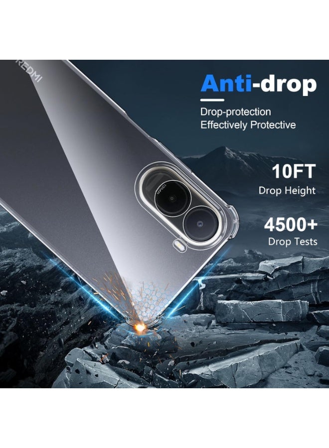 جراب متوافق مع Redmi A7 Pro / Poco C81 / Poco C85X 5G - غطاء شفاف من مادة TPU (سيليكون) مقاوم للصدمات، مزود بحماية للكاميرا وزوايا معززة ضد الصدمات - شفاف. - Image 4