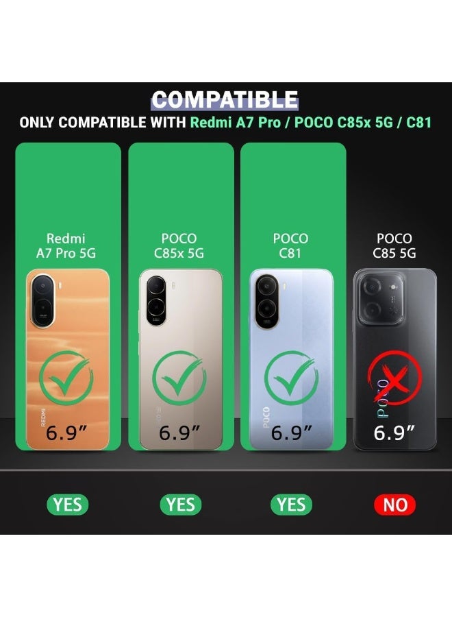 جراب متوافق مع Redmi A7 Pro / Poco C81 / Poco C85X 5G - غطاء شفاف من مادة TPU (سيليكون) مقاوم للصدمات، مزود بحماية للكاميرا وزوايا معززة ضد الصدمات - شفاف. - Image 3
