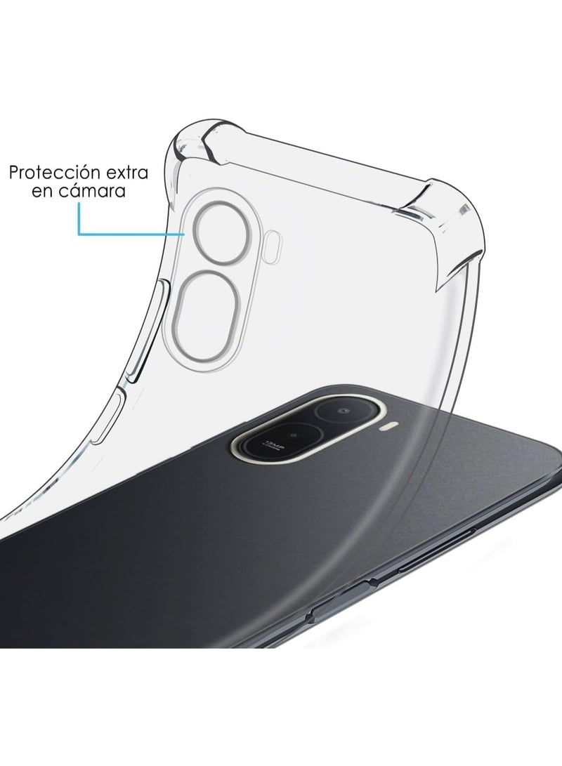 جراب متوافق مع Redmi A7 Pro / Poco C81 / Poco C85X 5G - غطاء شفاف من مادة TPU (سيليكون) مقاوم للصدمات، مزود بحماية للكاميرا وزوايا معززة ضد الصدمات - شفاف. - Image 5