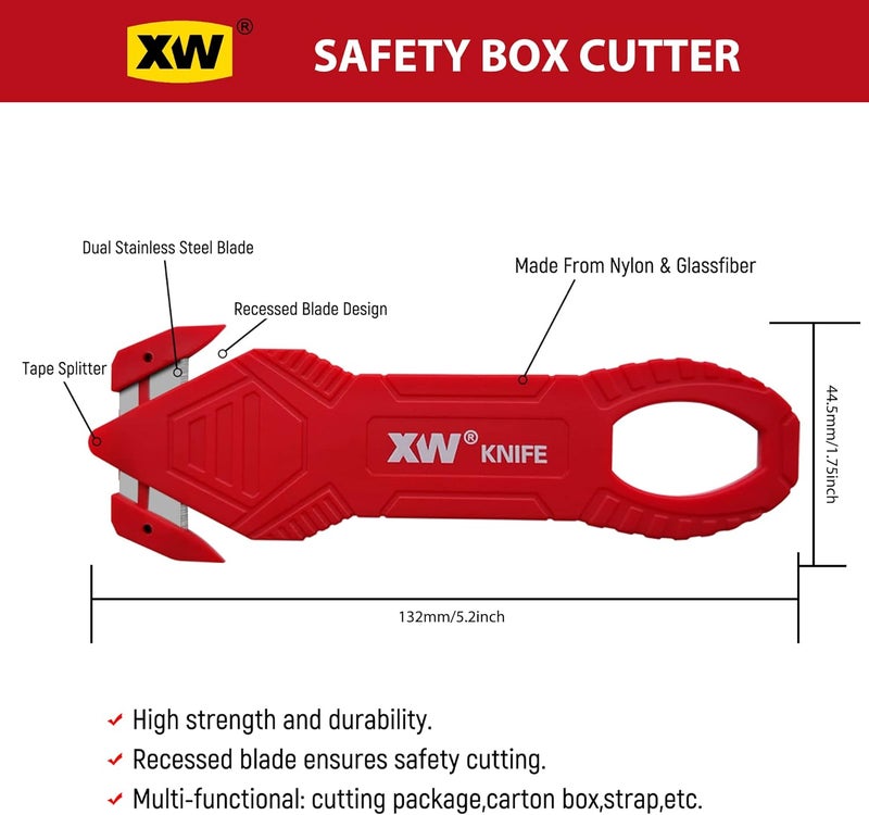 XW Safety Box Cutter, Carton and Package Opener of Assorted Colors, 6-Pack - Image 3