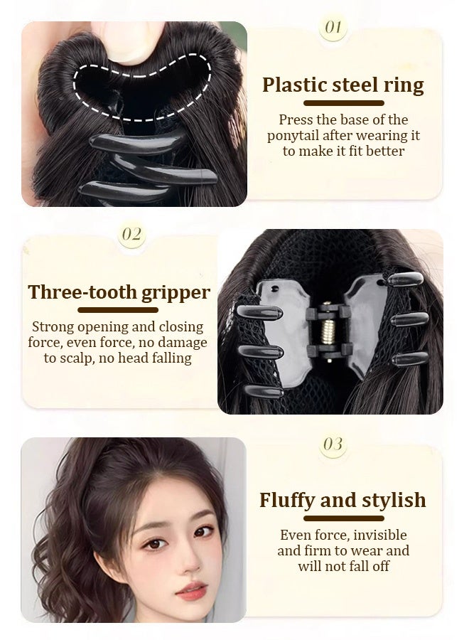 ذيل حصان مموج بالشعر الطبيعي بطول 45 سم للنساء سهل الارتداء ويمكن تصفيفه بنفسك كإكسسوار للشعر - Image 3