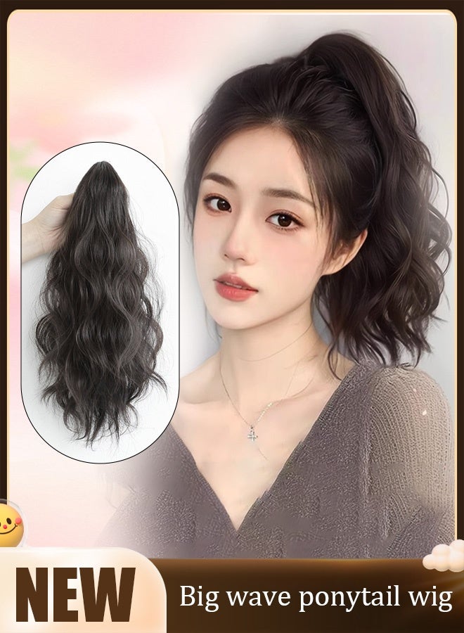 ذيل حصان مموج بالشعر الطبيعي بطول 45 سم للنساء سهل الارتداء ويمكن تصفيفه بنفسك كإكسسوار للشعر - Image 1