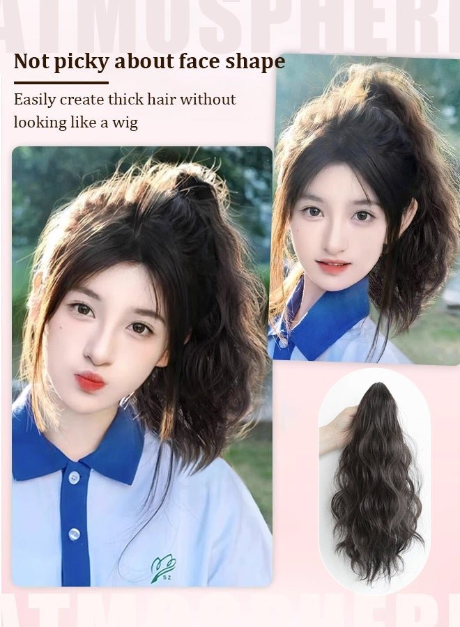 ذيل حصان مموج بالشعر الطبيعي بطول 45 سم للنساء سهل الارتداء ويمكن تصفيفه بنفسك كإكسسوار للشعر - Image 4