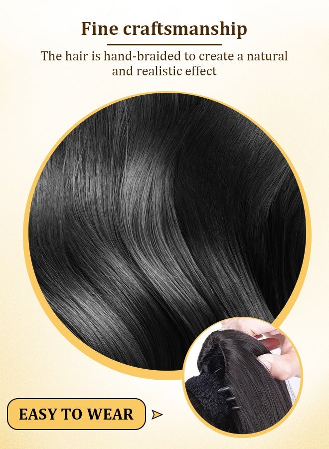 ذيل حصان مموج بالشعر الطبيعي بطول 45 سم للنساء سهل الارتداء ويمكن تصفيفه بنفسك كإكسسوار للشعر - Image 2