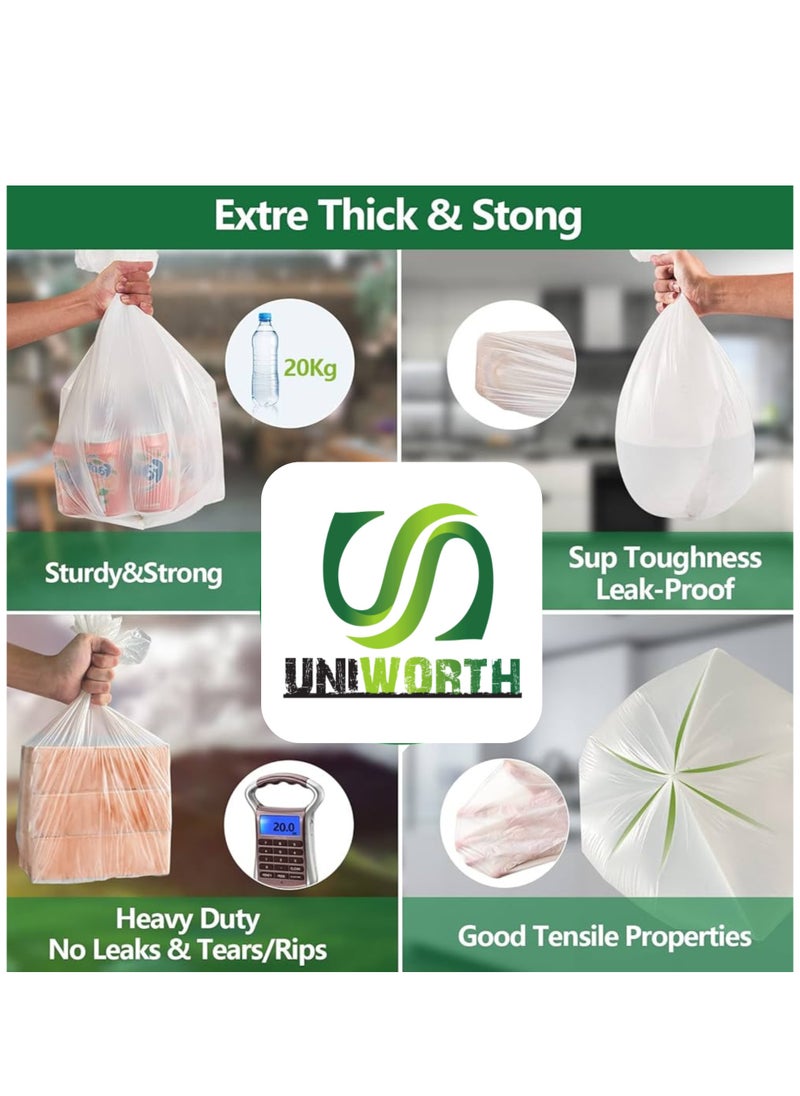 Generic UNIWORTH Trash Bags –White, Strong & Leak-Proof Garbage Bags, Odor-Control, Tear-Resistant, 30 Counts for Home, Office & Commercial use, Size 51x40 cm with 6.5 Gallons  - Image 4