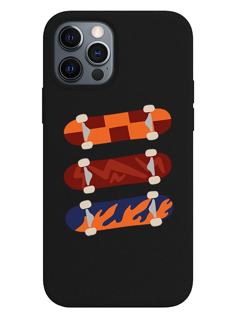 Theodor Protective Slim Fit Case Liquid Silicone Cover with Full Body Protection Anti-Scratch Shockproof Case For iPhone 12 Pro Black  - FORZA104 aces 2 - Image 1