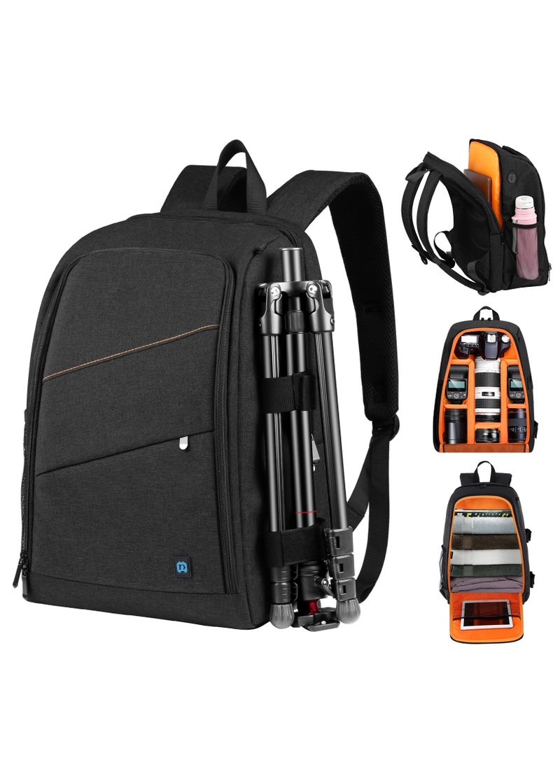 PULUZ - Waterproof  Camera Bag Case Travel DSLR Camera Backpack for SLR DSLR, Lenses, Accessories  Backpack Laptop Tablet Backpack Compatible for Sony/Canon/Nikon Camera and Lens Tripod Accessories - Image 1