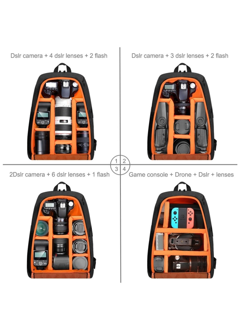 PULUZ - Waterproof  Camera Bag Case Travel DSLR Camera Backpack for SLR DSLR, Lenses, Accessories  Backpack Laptop Tablet Backpack Compatible for Sony/Canon/Nikon Camera and Lens Tripod Accessories - Image 1