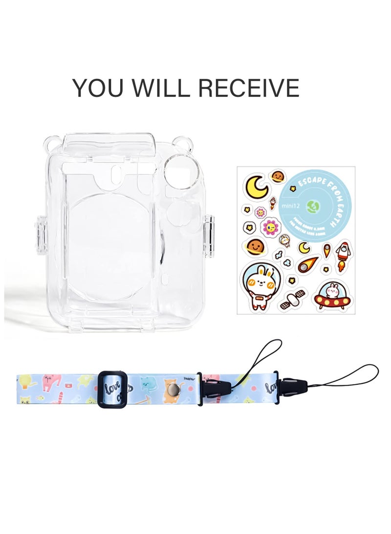 Fujifilm Instax Mini 12/Polaroid Mini 12 Camera Case with Back Photo Pocket, Shoulder Strap, and Stylish Stickers - Perfect Protection for Your Instant Camera! - Image 2