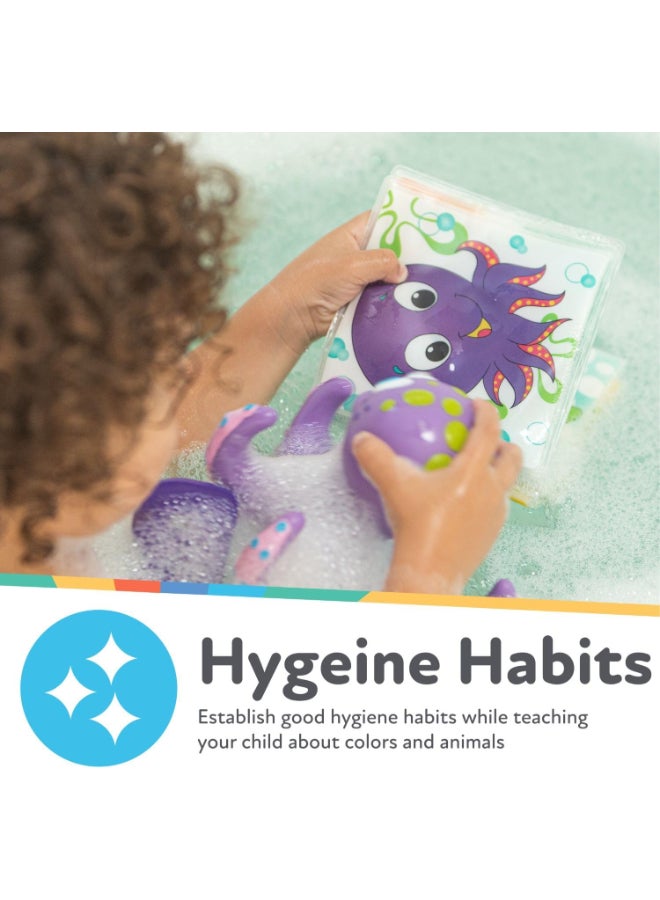 Nuby Bath Book, Soft Waterproof Baby Bath Toy Book for Early Learning, Sensory Exploration, Story Time and Bath Time Entertainment, Assorted - Image 5