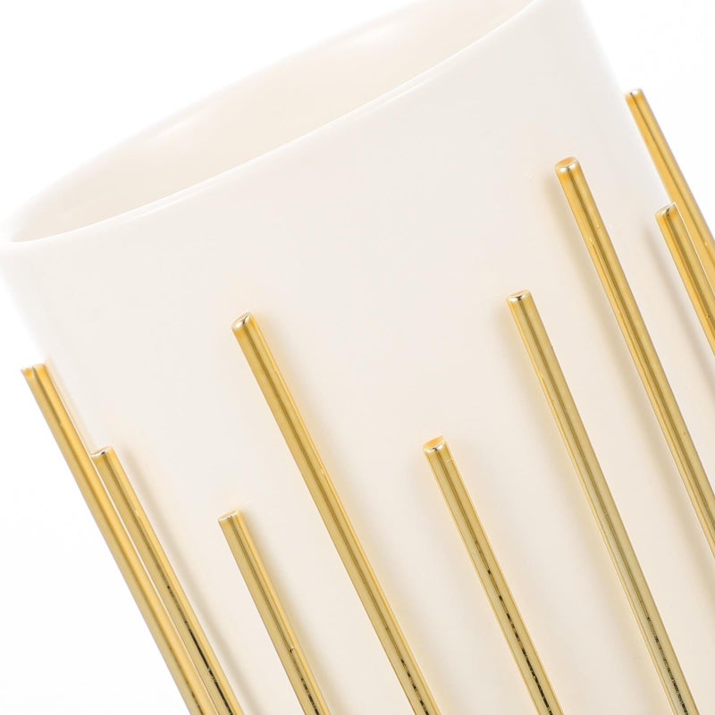 Gold Metal Wire Desk Pen Cup Makeup Brush Organizer - Image 4