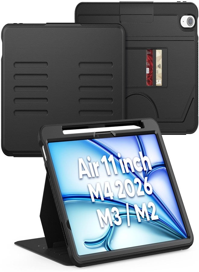 SEYMAC جراب SEYMAC لجهاز iPad Air مقاس 11 بوصة، طراز M3/M2 (2025/2024)، غطاء مغناطيسي قوي يوفر حماية كاملة مع خاصية التشغيل/الإيقاف التلقائي، وخمس زوايا تثبيت، وحامل قلم، لون أسود - Image 1