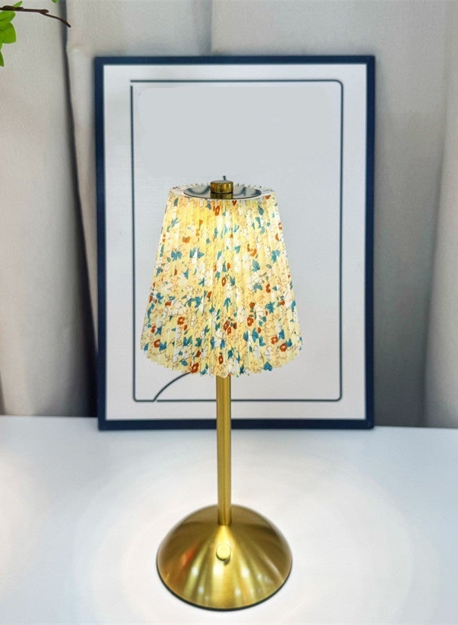 بولوز مصباح طاولة لغرفة النوم، إضاءة محيطة، مصابيح جانبية للسرير، مصباح طاولة بسيط بغطاء قماشي، مصباح قراءة مكتبي لغرفة الأطفال، غرفة المعيشة، المكتب، السكن الجامعي، مصباح طاولة لاسلكي قابل لإعادة الشحن، مصباح جانبي بغطاء قماشي، مصباح يعمل بالبطارية قابل للتعتيم، ضوء ليلي ثلاثي الاتجاهات لغرفة المعيشة، غرفة النوم، البار (زهور فاتحة اللون) - Image 1