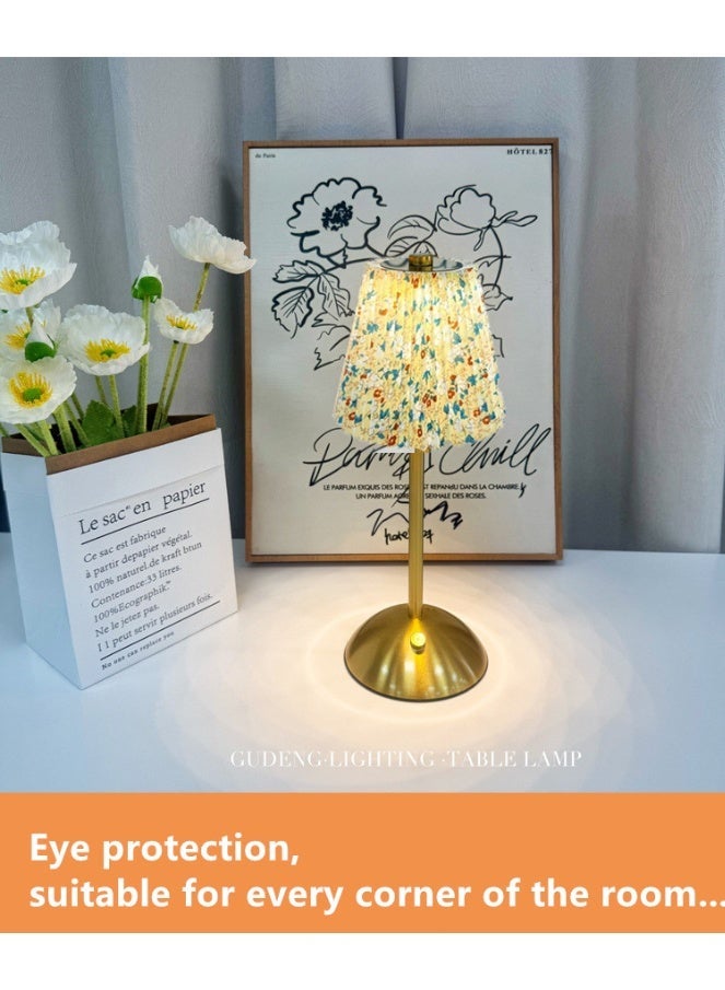 بولوز مصباح طاولة لغرفة النوم، إضاءة محيطة، مصابيح جانبية للسرير، مصباح طاولة بسيط بغطاء قماشي، مصباح قراءة مكتبي لغرفة الأطفال، غرفة المعيشة، المكتب، السكن الجامعي، مصباح طاولة لاسلكي قابل لإعادة الشحن، مصباح جانبي بغطاء قماشي، مصباح يعمل بالبطارية قابل للتعتيم، ضوء ليلي ثلاثي الاتجاهات لغرفة المعيشة، غرفة النوم، البار (زهور فاتحة اللون) - Image 4