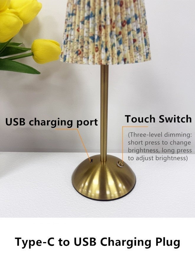 بولوز مصباح طاولة لغرفة النوم، إضاءة محيطة، مصابيح جانبية للسرير، مصباح طاولة بسيط بغطاء قماشي، مصباح قراءة مكتبي لغرفة الأطفال، غرفة المعيشة، المكتب، السكن الجامعي، مصباح طاولة لاسلكي قابل لإعادة الشحن، مصباح جانبي بغطاء قماشي، مصباح يعمل بالبطارية قابل للتعتيم، ضوء ليلي ثلاثي الاتجاهات لغرفة المعيشة، غرفة النوم، البار (زهور فاتحة اللون) - Image 5