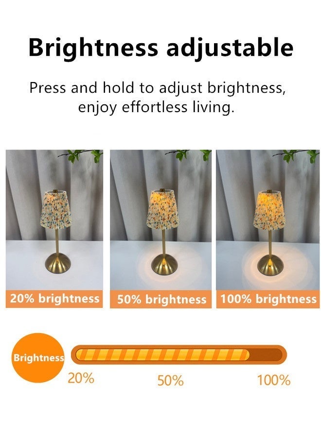 بولوز مصباح طاولة لغرفة النوم، إضاءة محيطة، مصابيح جانبية للسرير، مصباح طاولة بسيط بغطاء قماشي، مصباح قراءة مكتبي لغرفة الأطفال، غرفة المعيشة، المكتب، السكن الجامعي، مصباح طاولة لاسلكي قابل لإعادة الشحن، مصباح جانبي بغطاء قماشي، مصباح يعمل بالبطارية قابل للتعتيم، ضوء ليلي ثلاثي الاتجاهات لغرفة المعيشة، غرفة النوم، البار (زهور فاتحة اللون) - Image 3
