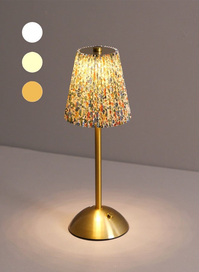 مصباح طاولة لغرفة النوم، مصابيح احتياطية قابلة لإعادة الشحن في حالات الطوارئ، مصابيح إضاءة محيطة بجانب السرير لطاولة السرير، مصباح طاولة سرير بسيط مع غطاء قماشي، مصباح مكتب للقراءة لغرفة الأطفال وغرفة المعيشة والمكتب والمهجع، مصباح طاولة لاسلكي قابل لإعادة الشحن، مصباح بجانب السرير بغطاء قماشي، مصباح قابل للتعتيم يعمل بالبطارية، مصباح ليلي ثلاثي الاتجاهات لغرفة المعيشة وغرفة النوم والبار (زهور فاتحة اللون) - Image 1