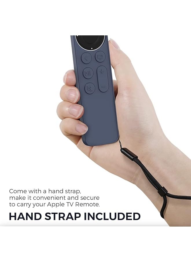 erorex - Case For Tv Siri Remote 4K 2021 For Airtag Holder Built In All Around Silicone Cover Skin Compatible With Tv Remote Siri Remote 2Nd And For Airtag Midnight Blue - Image 1