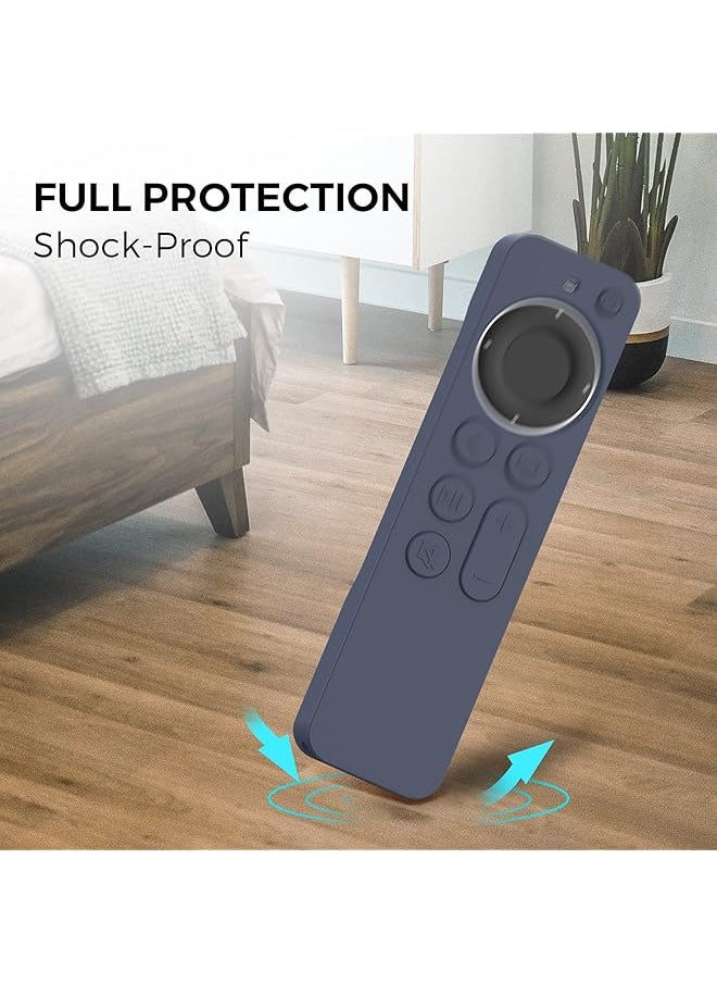 erorex - Case For Tv Siri Remote 4K 2021 For Airtag Holder Built In All Around Silicone Cover Skin Compatible With Tv Remote Siri Remote 2Nd And For Airtag Midnight Blue - Image 1