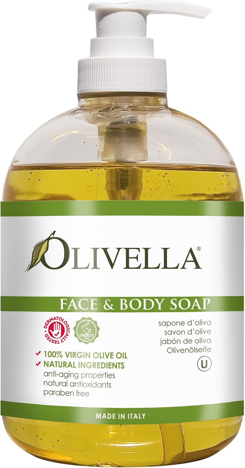 Olivella Face and Body Soap with 100% Virgin Olive Oil - 16.9 Fl. Oz. (500 ml)