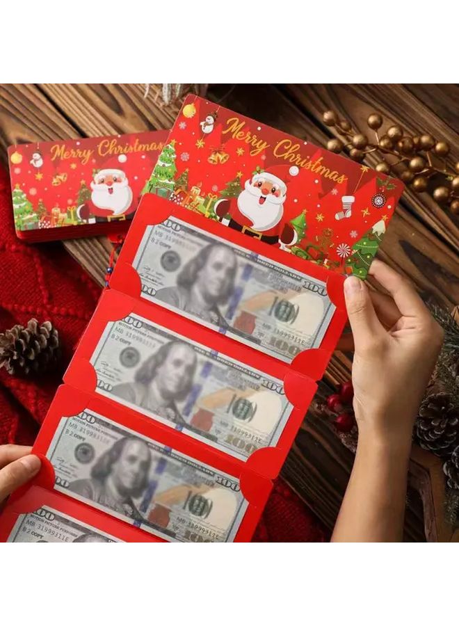 Christmas Cash Bag And Gift Card Holder Set Red Santa Claus Design Durable Mat Material - Image 4