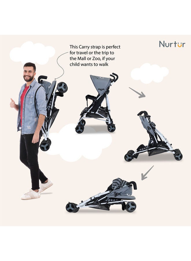 Nurtur Luca Bee Baby Kids Lightweight Stroller 0to  36 monthsStorage Basket Detachable Bumper 5 Point Safety Harness Compact DesignShoulder Strap Official Nurtur Product - Image 5